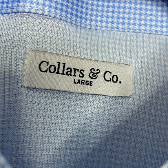 Collars & Co Polo Shirt Mens Large Blue Houndstooth Golf Preppy Dress Collar NEW - Picture 3 of 7